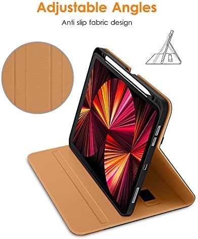 DTTO Case for iPad Pro 11 Inch 4th / 3rd / 2nd / 1st Generation 2022/2021/2020/2018Premium PU Leather Folio Stand Cover with Hand Strap Auto Wake/SleepMultiple Viewing Angles Black