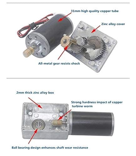 BRINGSMART 12V 16rpm DC Worm Gear Motor 70kg.cm High Torque Turbine Electric Gearbox Motor Self-Locking Reversed Mini Engine Geared Motor for DIY Robot Door Lock Curtain Machine (12V 16rpm)