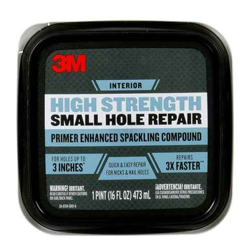 3M High Strength Spackling Compound, 16 oz., Small Hole Repair Primer Enhanced Spackling Compound, Quick & Easy Repair For Nicks & Nail Holes, No Shrinking, Cracking or Sagging (SHR-16-BB)