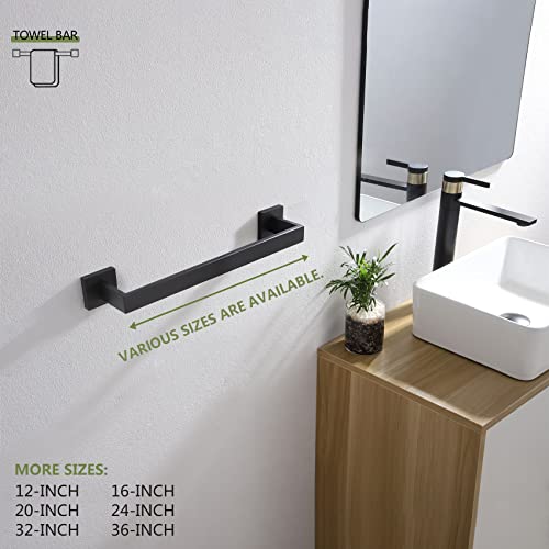 KOKOSIRI 16-Inch Single Towel Bar, Bathroom Kitchen Towel Holder, Wall Mounted SUS304 Stainless Steel Towel Rack, Matte Black, B4003BK-L16 - color: Matte Black, size: 16-Inch
