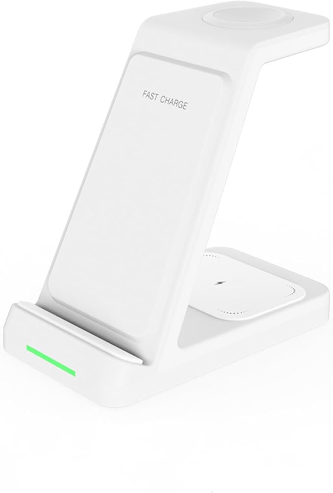 Black 3-in-1 Wireless Charging Dock Fast Charger Stand for Phone Watch Earbuds Type-C Desktop Charger