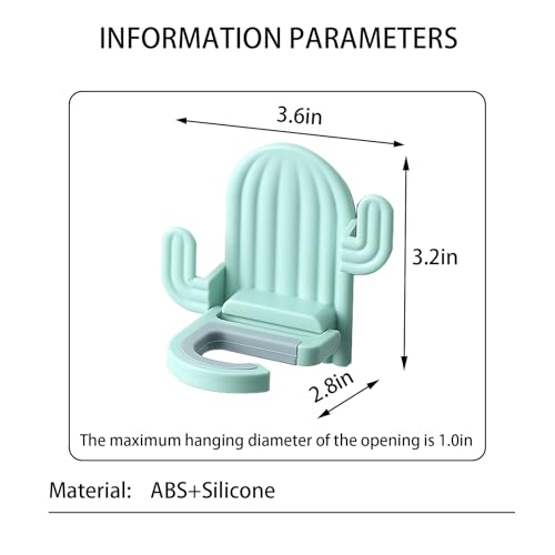 4 Pack Broom and Mop Holder Wall Mount，Cute Cactus Wall Utility Hooks No Drill Mop and Broom GripperDecorative Hanging Holder for Bathroom Kitchen