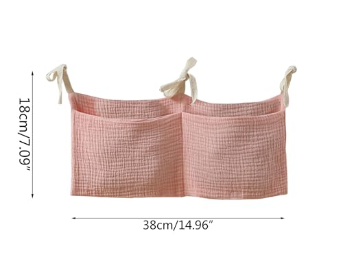 Bedside hanging bag for storing baby milk bottles and blankets - Baby diaper folding bed organizer bag - Pink - color: pink