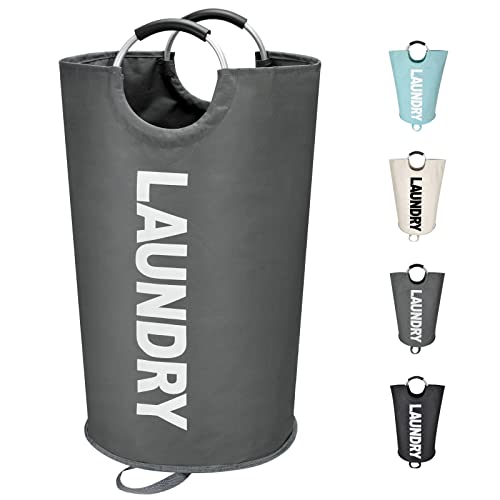 Maxsilan 90L Large Laundry Basket, Freestanding Tall Clothes Hamper, Collapsible Laundry Bag, Dark Grey - color: Dark Grey, size: 90L