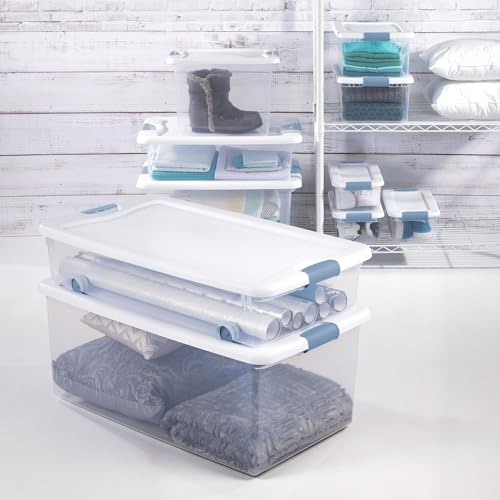 Sterilite 4-Pack Latching Box, Under Bed Storage Bins with Lids, Clear Plastic, 106 Quart - Heavy-Duty Organizing Containers for Closet, Bathroom, and Office - size: 106 Quart, style: 4 Pack
