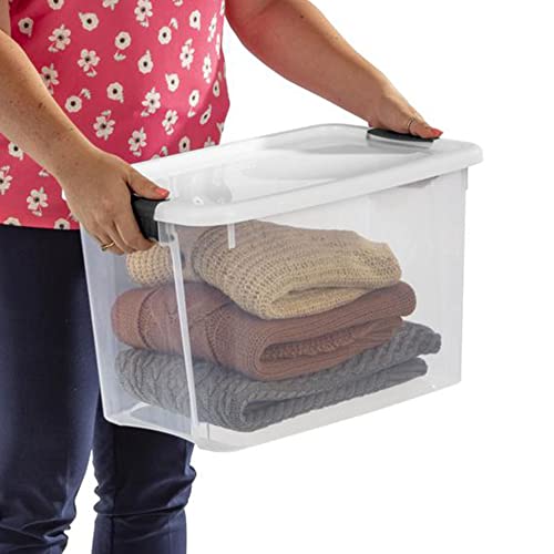 Sterilite 6-Pack 30 Quart Ultra Latch Box, Clear Storage Organizer Bins with Latching Lids - Stackable Plastic Containers for Home Organization in Garage, Attic, Basement, and Closet - size: 30 Quart