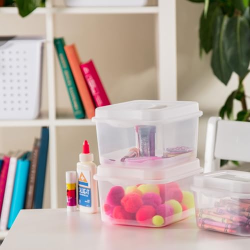 Sterilite 12-Pack FlipTop Stackable Square Small Storage Bin with Hinging Lid, Clear - size: 1.5 Cubic Feet, style: 12 Pack