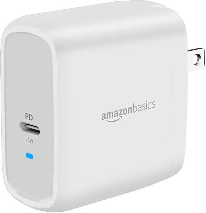 Amazon Basics 68W Two-Port GaN Wall Charger with 1 USB-C (60W) &amp 1 USB-A Ports (18W) with PD for Laptops Tablets &amp Phones (iPhone 16/15/14/13/12/11/X iPad MacPro Samsung More) Non-PPS B