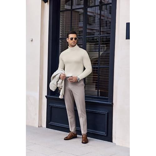 Ekouaer Men's Turtleneck Long Sleeve Turtle Neck Shirts Basic Lightweight Undershirt Thermal Pullover Sweater S-XXL