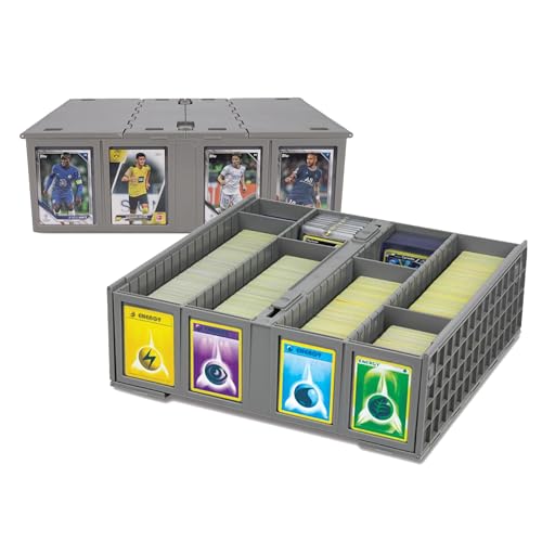 BCW Collectible Card Bin (2-Pack, Gray) | Holds 3200 Cards Each | Includes 4 Dividers | Storage for Pok?mon, MTG & Sports Cards