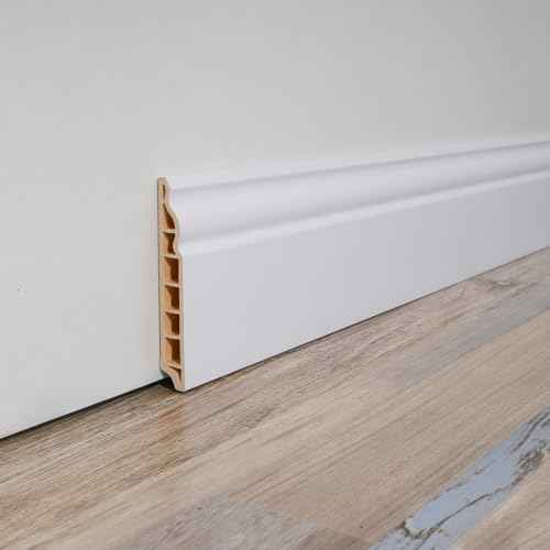 Art3d Wall Baseboard Molding Trim 8-Pack of 56 x 3.2 in., High Impact Polystyrene Skirting Board - Installed with Glue - White
