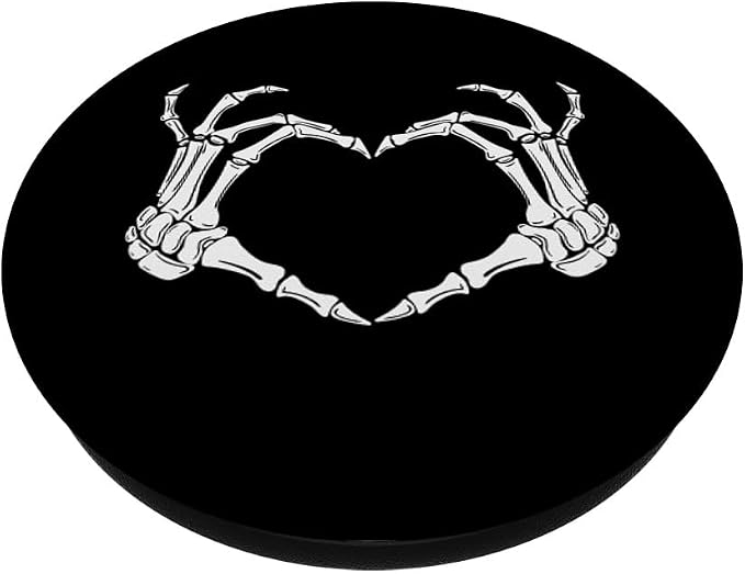 Skeleton Heart Bones Love Halloween Creepy Scary Black White PopSockets PopGrip: Swappable Grip for Phones &amp Tablets