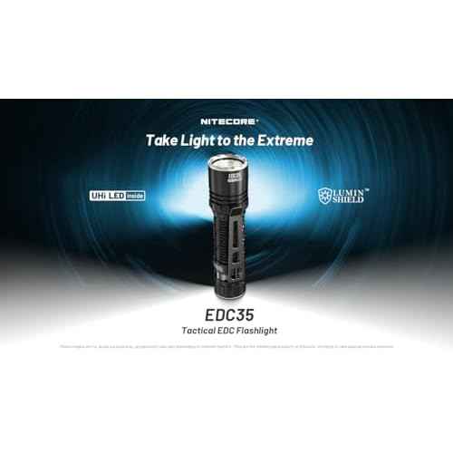 Nitecore EDC35 5000 Lumen LED USB-C Rechargeable Flood/spot Beam Tactical Flashlight, Battery, Paracord Lanyard with EdisonBright Accessory case
