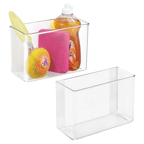 iDesign Adhesive Organizer Bin - Damage-Free Hanging for Kitchen, Bathroom, or Office - Set of 2 - Clear - style: Pack of 2
