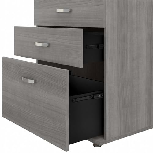 Bush Business Furniture Universal 92W 5 Piece Modular Storage Set with Floor and Wall Cabinets in Platinum Gray - color: Platinum Gray