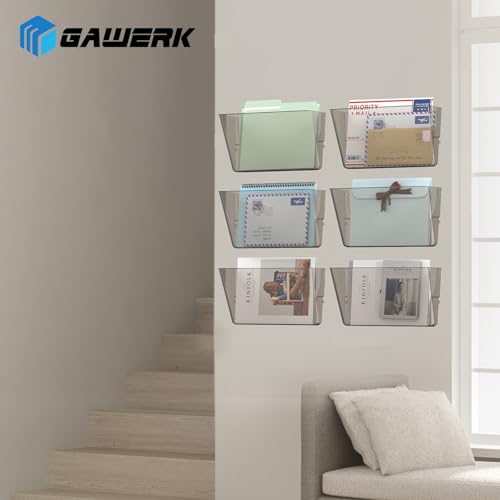 Gawerk Clear Acrylic Single Pocket, Plastic Hanging Wall Mount File Holder for Office Home (Gray, 5 Pack) - color: Gray, size: 5 Pack