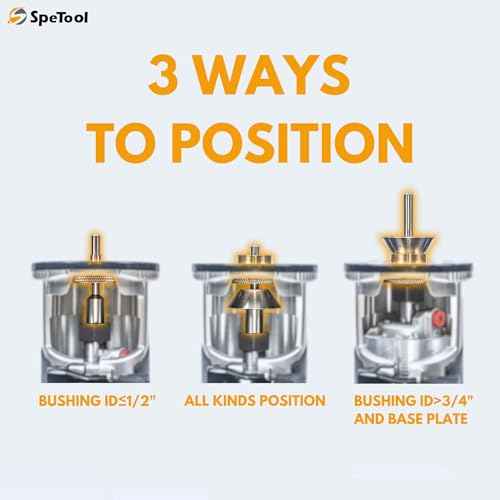 SpeTool Brass Router Template Bushing Guide Set with Centering Pin&Cone for Porter Cable Style Router Sub Bases, 10-Piece Solid Router Guide Bushing Includes Aluminum Carrying Case