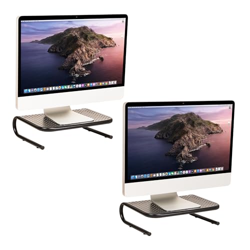 Mind Reader Monitor Stand, Ventilated Laptop Riser, Desktop Organizer, Metal, Set of 2, Black - size: 2-Pack