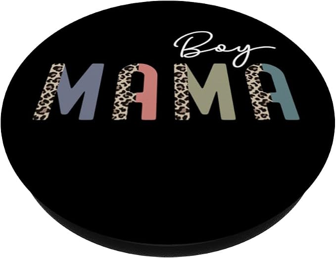 Boy Mama Simple Leopard Text Mom of Boys Cute Mothers Day PopSockets Adhesive PopGrip