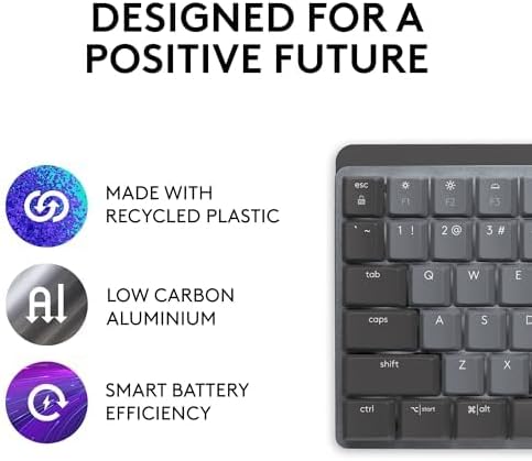 Logitech MX Mechanical Mini Wireless Illuminated Keyboard, Linear Switches, Backlit, Bluetooth, USB-C, macOS, Windows, Linux, iOS, Android, Metal