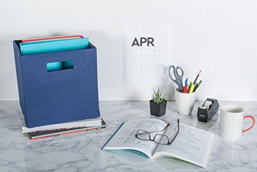 DII Poly-Cube Storage Collection Hard Sided, Collapsible Solid, Small, Nautical Blue - color: Nautical Blue, size: Small Square, 11x11x11"