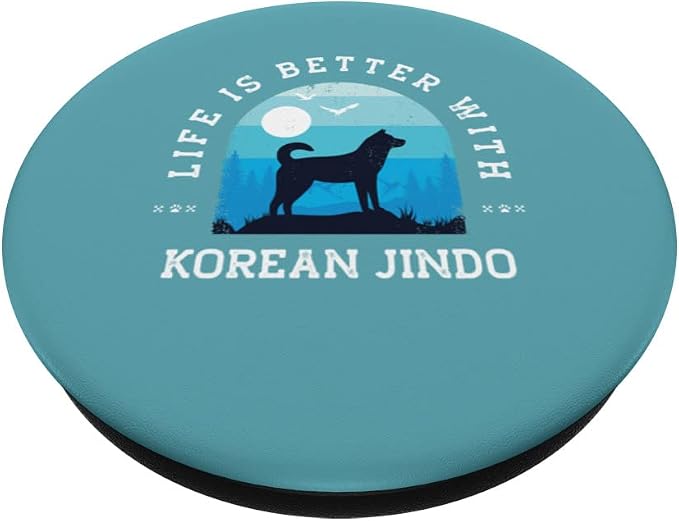 Life Better Korean Jindo Vintage Blue Dog Mom Dad PopSockets Swappable PopGrip