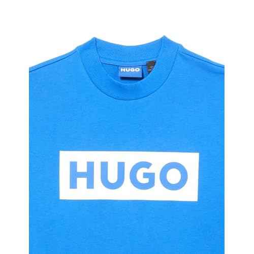 HUGO Men's Logo Stripe Cotton Crew Neck Sweatshirt