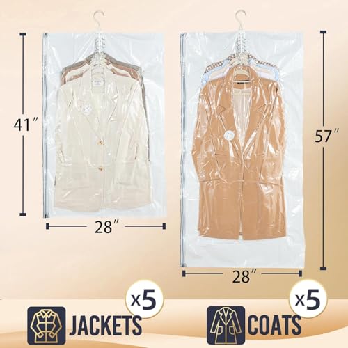 Hanging Vacuum Storage Bags – 4 Pack (2 Long, 2 Short) Hanging Vacuum Seal Bags for Clothing, Closet Organizer Space Saver for Suits, Jackets & Coats - size: 4 Combo
