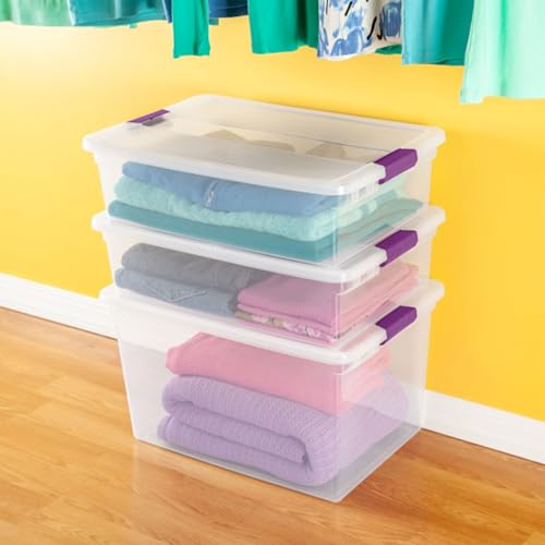 Sterilite 24-Pack 32 Quart ClearView Latch Box, Stackable Organizer Bins with Latching Lids - Clear Plastic Organization Containers for Closet, Bedroom, Shelving Units and Everyday Home Storage - size: 24 Pack, style: 32 Quart