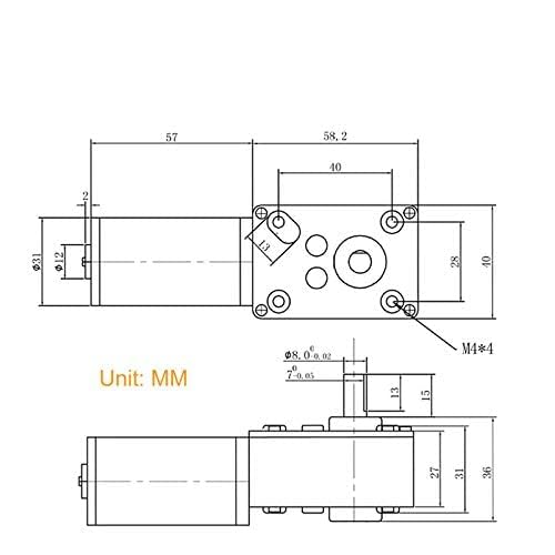 BRINGSMART 12V 16rpm DC Worm Gear Motor 70kg.cm High Torque Turbine Electric Gearbox Motor Self-Locking Reversed Mini Engine Geared Motor for DIY Robot Door Lock Curtain Machine (12V 16rpm)