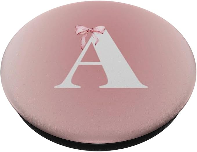 Pink Letter A Monogram Bow PopSockets PopGrip for MagSafe
