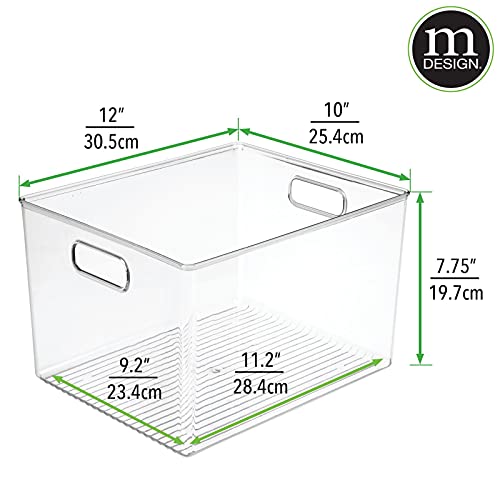 mDesign Large Plastic Storage Organizer Container Bin, Closet Organization for Hallway, Bedroom, Linen, Coat, and Entryway - Holds Clothing, Blankets, and Accessories, Ligne Collection, 2 Pack, Clear - size: 12 x 10 x 8 (Pack of 2)