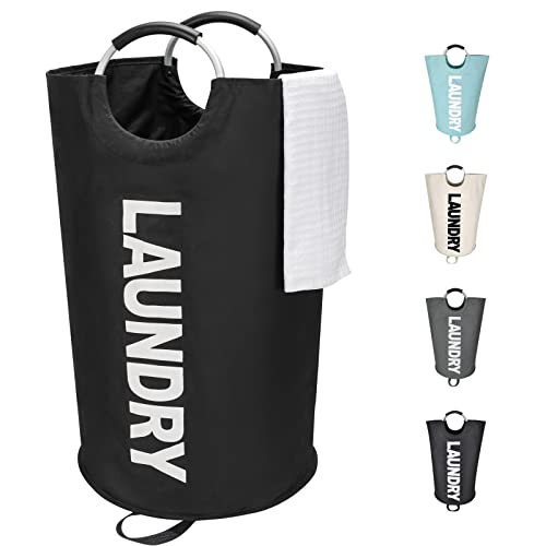 Maxsilan 90L Large Laundry Basket, Freestanding Tall Clothes Hamper, Collapsible Laundry Bag, Black - color: Black, size: 90L