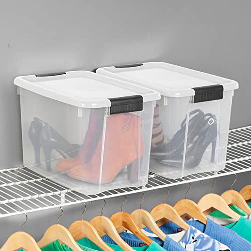 Sterilite 6-Pack 30 Quart Ultra Latch Box, Clear Storage Organizer Bins with Latching Lids - Stackable Plastic Containers for Home Organization in Garage, Attic, Basement, and Closet - size: 30 Quart