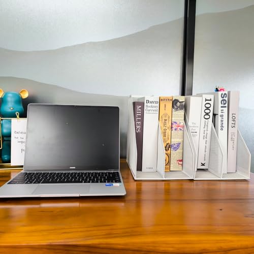 2 Set Desk Organizers, Metal Desk Magazine File Holder and 1 Pen Holder, 2 Compartments Mesh File Holder, Mesh Desktop Organizer and Storage (white) - color: 2 File Holder With Compartments white