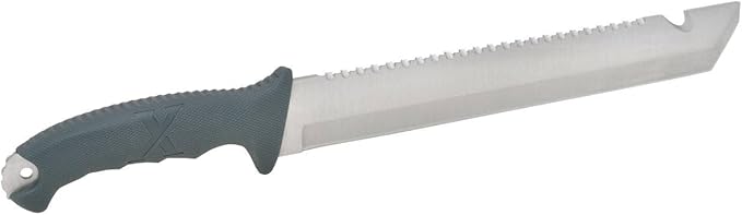 Camillus Carnivore X 18" Machete – Titanium Bonded 12” Blade & Saw Back, Full Tang, Gray Handle, Trimming Knife & Nylon Sheath for Camping & Brush Clearing