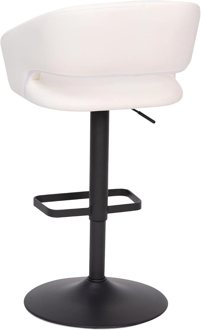 Flash Furniture Erik Comfortable & Stylish Contemporary Barstool with Rounded Mid-Back and Foot Rest, Adjustable Height - White Vinyl with Chrome Base