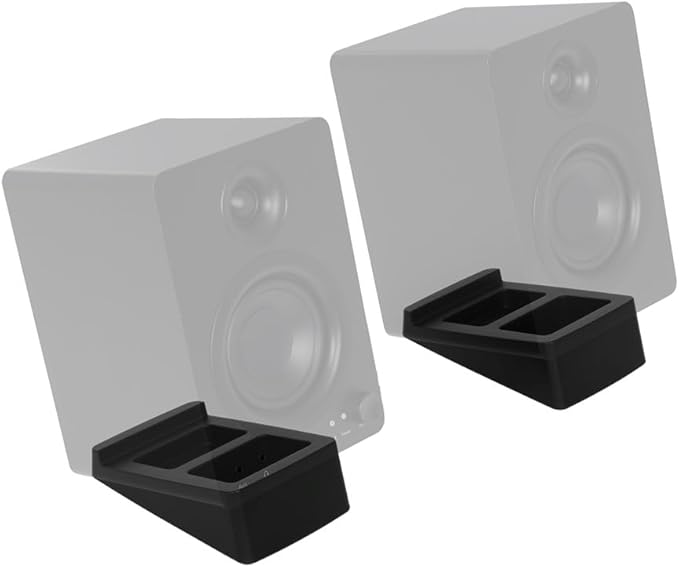 Monoprice Tilted Wedge Desktop Speaker Stands (Pair) for Small Sized Speakers, Anti-Vibration, 15 Degrees of Tilt, for Bookshelf Speakers and Studio Monitors