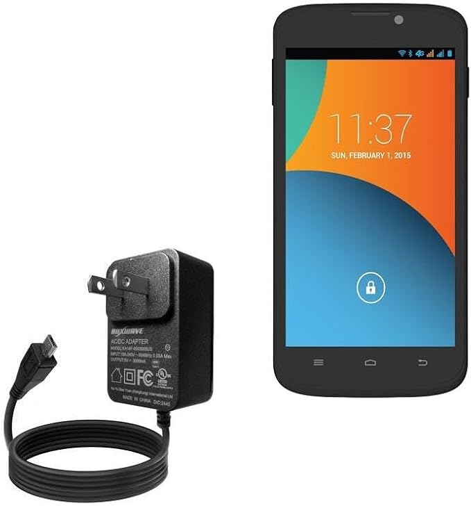 BoxWave Charger Compatible with Plum Check LTE - Wall Charger Direct (15W) Rapid Charge Your Device with Built-in 3ft Cable