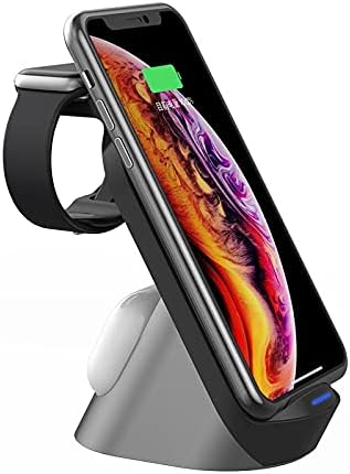BoxWave Charger Compatible with Honor 600 Pro - Compact Wireless MultiCharge Stand (10W) Wireless Qi Stand Charger Watch Earbuds - Jet Black