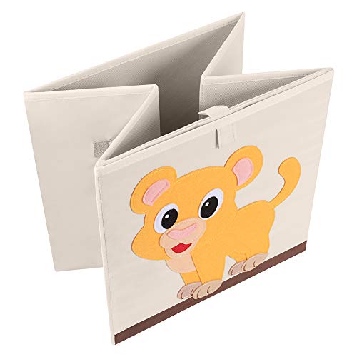 Foldable Animal Cube Storage Bins Fabric Toy Box/Chest/Organizer for Kids Nursery, 13 inch (Baby Lion) - color: Baby Lion