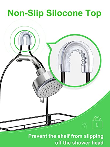 SMARTAKE Hanging Shower Head Caddy, Rustproof Bathroom Shower Shelf Organizer, SUS201 Stainless Steel Over The Storage Rack, for Toilet, Bathroom, Black - color: 02-Black