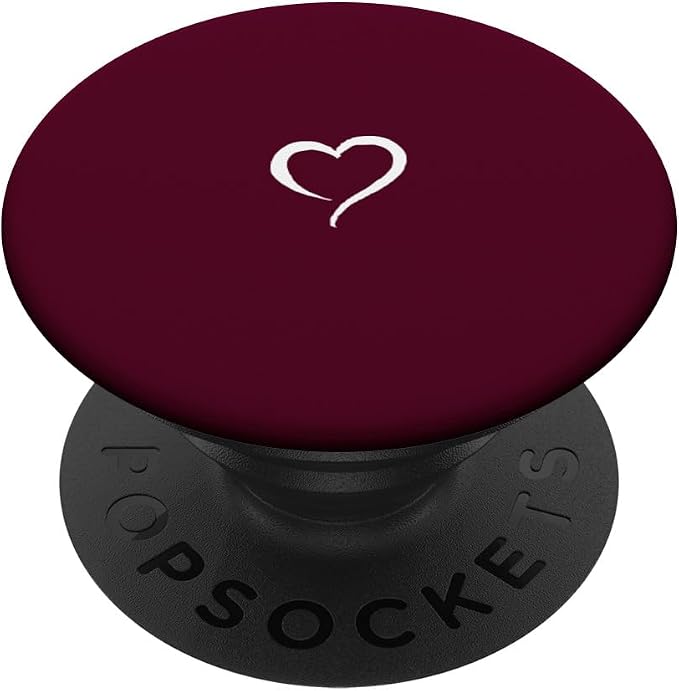 Burgundy Dark Wine Red Hand Drawn Heart Minimalist Love PopSockets Adhesive PopGrip