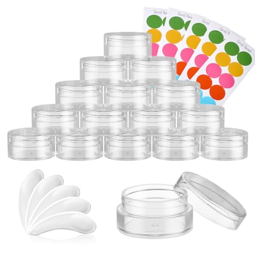 50 Pack 5 Gram 0.17OZ Clear Plastic Containers with Transparent Lids, Small Round Cosmetic Jars Makeup Travel Containers Jar for Cream, Bead, Eye Shadow, Samples, Lotions, Powders, Lip Gloss - color: Clear Lid, size: 0.17 Ounce