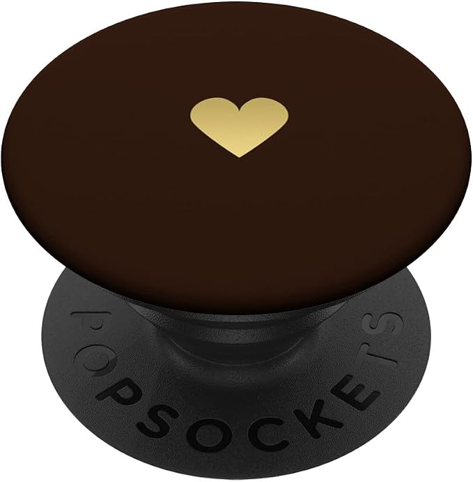Dark Brown Deep Heart Minimalist PopSockets Adhesive PopGrip