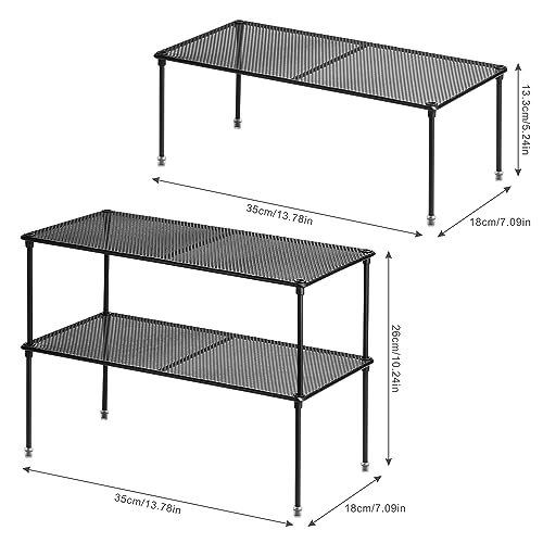 2-Pack Kitchen Cupboard Shelf Organizer for Cabinet, Expandable & Stackable Counter Cupboard Organiser, Storage Rack for Bathroom, Kitchen, Laundry Room