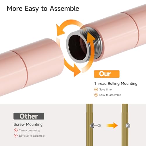 ONBRILL H4 Wall Mounted Closet System, Expandable Industrial Pipe Clothes Rack Clothing Rack for Hanging Clothes, Heavy Duty Closet Organizers and Storage in Wardrobe Closet - color: Pink