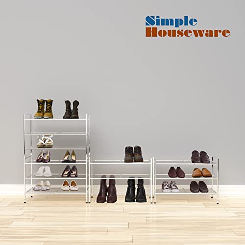 Simple Houseware 3-Tier Stackable Mesh Shoe Rack, Silver - color: Silver, style: Mesh Panel