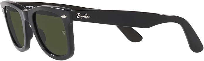 Ray-Ban RB2140 Original Wayfarer Square Sunglasses, Black/Green, 50 mm