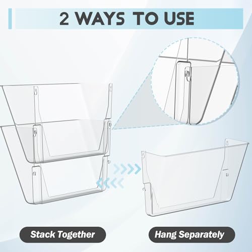 Gawerk Clear Acrylic Single Pocket, Plastic Hanging Wall Mount File Holder for Office Home (Black, 8 Pack) - color: Black, size: 8 Pack